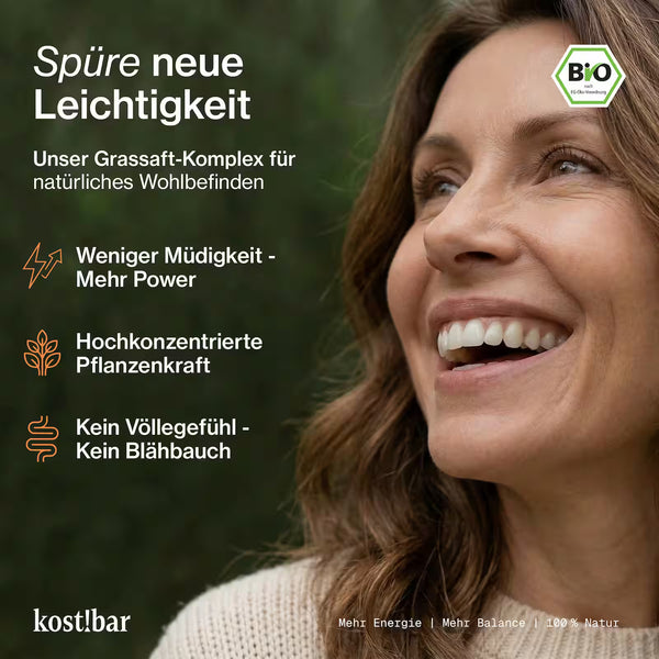 BIO Greens Pulver mit wichtigen Mikronährstoffen aus 5 Gräsern als natürliche Ergänzung für tägliche Ernährung und mehr Nährstoffvielfalt